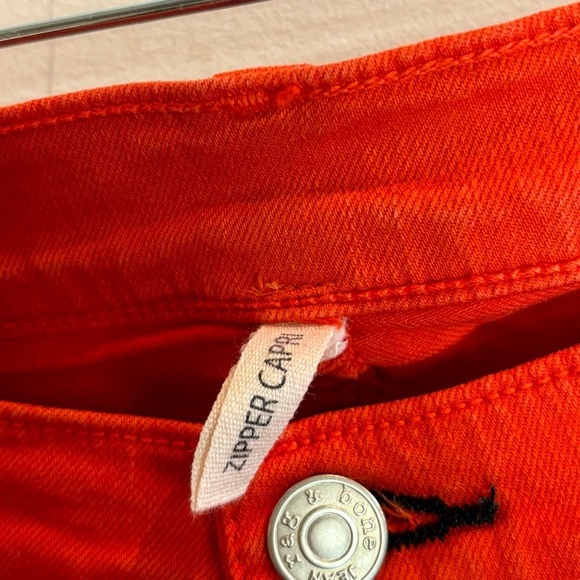 RAG & BONE Sz 31” Mid-Rise Skinny Capri Jeans in Vibrant Orange Zipper at Hem - Picture 3 of 9